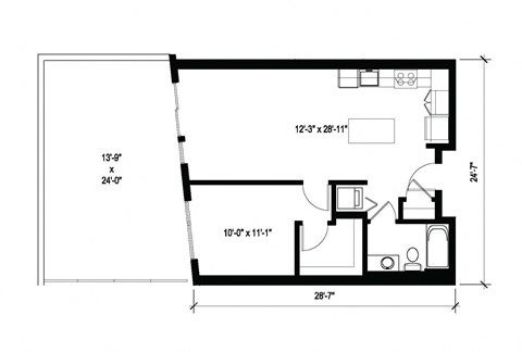 Stack House Apartments in Seattle, Washington 1x1 Floor Plan